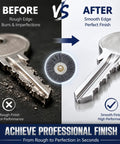 Before and after using Key Deburring Brush For Key Cutting Machines With Crimped Nylon And Stainless Steel Wheel, showing finish improvement.