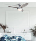 Alloy Modern LED Ceiling Fan With Light For Small Rooms Up To 100 Sq Ft 42 Inch Indoor Brushed Nickel Ceiling Fan
