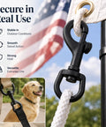 Heavy Duty Black Zinc Alloy Flag Hooks With Swivel Eye Bolt Snap Clasps secure flag rope outdoors with sturdy swivel snap.