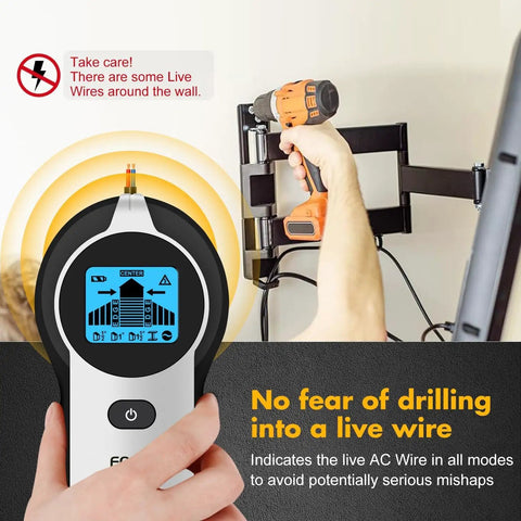 Digital Stud Finder And Wall Scanner With Hd Lcd Display And Loud Audio Alert, 5 In 1 Live Ac Wire Detector For Wood Studs And Steel Beams, Dead On Accuracy For Weekend Warriors
