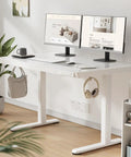 Glass Top Standing Desk With Drawers, 48x24 Inch Adjustable Sit-Stand Desk With Electric Height Lift, white desk in home office