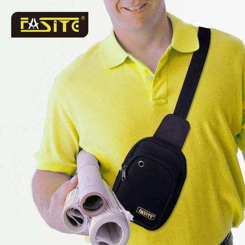 Man in yellow shirt wearing Ergonomic Sling Bag Chest Backpack For Men And Women Crossbody Tool Pouch Waterproof Lightweight Everyday Carry