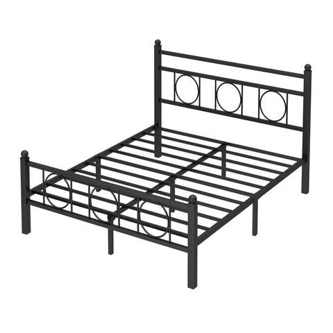Top Tier Full Bed Frame With Sleek Headboard And Zero Groan Steel Base For Dreamy Nights No Sweat Assembly Low Profile Platform in matte black.