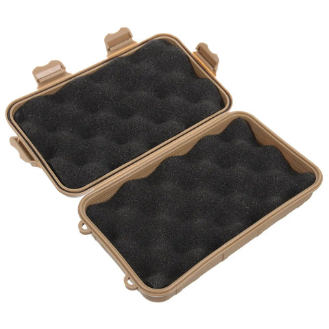 Open tan Five Pack Survival Storage Case And Shockproof Outdoor Organizer with black foam interior