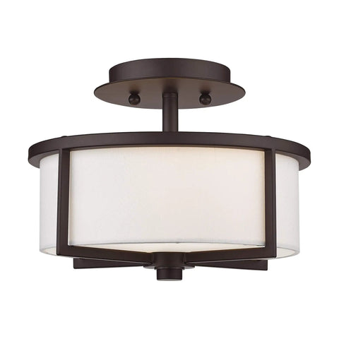 Transitional Two Light Ceiling Mount Light Fixture in Bronze Dark Finish From Wesley Collection with steel construction