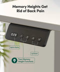 L Shaped Electric Standing Desk With Killer Storage Drawers, Reversible Tabletop For A Legit Home Office Or Gaming Setup, 63x48 Inch Large Workspace, Dual Memory Presets, Smooth Glide Motor, Fresh Warm White Finish showing digital display with memory height functions.