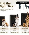 Find the right size for Heavy Duty Medium Wall Mount Dog Door With Triple Flap Insulated Barrier to suit various dog weights.