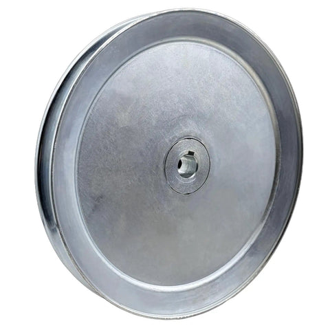 8 Inch Single Groove V Belt Pulley with 5/8 Inch Bore, 1 Groove, zinc plated motor pulley made of tough 1020 steel showing keyseat