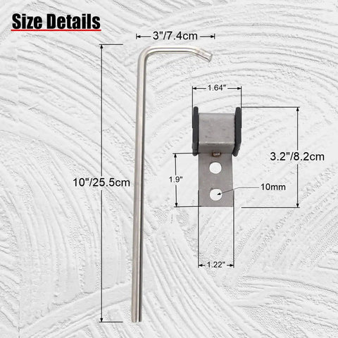 Exhaust Hanger Rod 10 Inch Stainless Steel 3/8 Inch Thick With Mount Bracket And Rubber Isolator, 90 Degree Top Bend