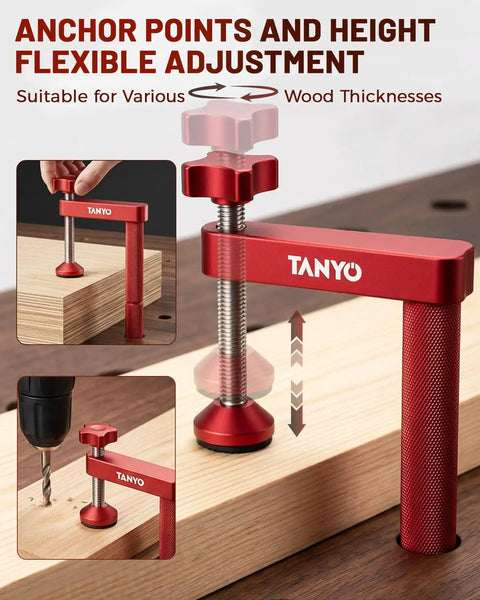 Beefed Up Heavy Duty Bench Dog Clamp Set Of Two With Adjustable Height And Extended Long Handle Aluminum Alloy Clamps