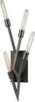 Free Form Four Light Wall Sconce In Dark Graphite Finish 9 Inch Wide With Dope Modern Contemporary Design Ideal For Living Room Hallway Or Bedroom Lighting Hardwired Fixture Uses Four 60W A19 Bulbs Not Included, showing angled view and metal construction.