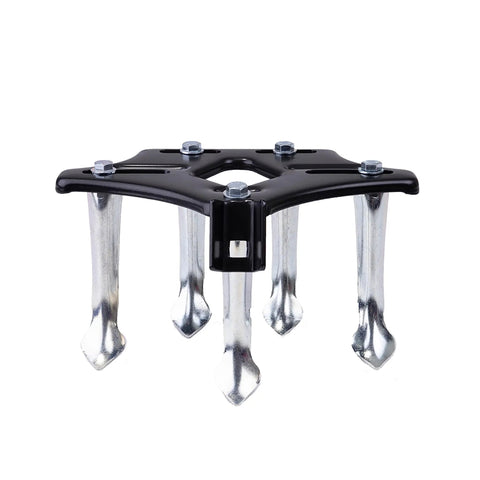 Close-up of High Wheel Tubular Cultivator with quick change implements, featuring steel tines for deep tilling and easy adjustments.