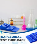 Multifunctional Test Tube Vial Rack Tray for 0.2ml to 50ml Tubes, Trapezoidal Stackable Blue Tube Holder on lab bench