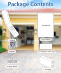 Package contents for 877MAX Garage Door Keypad For Openers Since 1993 315 MHz And 390 MHz, includes keypad, screws, user manual.