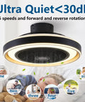 Low Profile Flush Mount Ceiling Fan With Remote And Lights 20 Inch Enclosed Ceiling Fan With 6 Speeds And 3 Light Color Temperatures