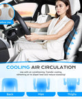 Chill Out Behind The Wheel With This Universal Fit Ventilated Car Seat Cover Packing Quick Three Speed Cooling Fans And Super Breezy Leather Mesh That Keeps You Crisp And Comfy All Summer Long, showcasing air circulation in a car.