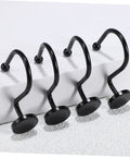 Heavy Duty Metal Shower Curtain Hooks Set 12 Pack Rust Resistant Glide Rings For Standard Curtains No Fuss Install Durable Hanging Hooks For Shower Rods And Drapery Smooth Sliding displayed on a white surface.