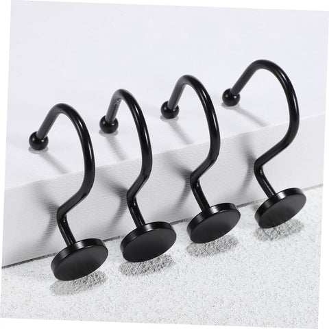 Heavy Duty Metal Shower Curtain Hooks Set 12 Pack Rust Resistant Glide Rings For Standard Curtains No Fuss Install Durable Hanging Hooks For Shower Rods And Drapery Smooth Sliding displayed on a white surface.