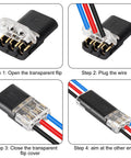 50 Pcs LED No Solder No Strip Terminal Block D3 Interchangeable Plug and Play Connector Three Wire installation guide