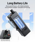 Wired In-Ear Monitor Amplifier With XLR And TRS Inputs, Mono And Stereo Modes, showing long battery life on display.