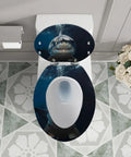 Resin Toilet Seat Decor for Elongated Toilet featuring shark design, measures 14.5" x 18.5", crafted from durable resin.