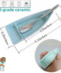 Boat Shaped Coffee Spoon Rest With Turquoise Accent And Matching Mini Spoon Cute Dope Coffee Bar Accessory For Your Coffee Station Or Tea Setup Holds Teaspoon Keeps Counter Clean 1 Piece, shown with size dimensions and in hand for scale