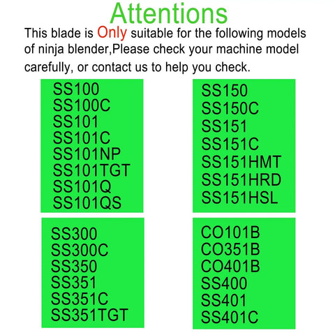 Compatible models list for Replacement Blender Blade For High Power Countertop Blenders SS100 SS101 SS101C CO101B CO351B