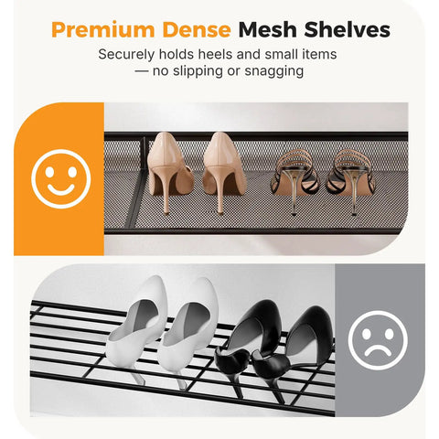 Heavy Duty Five Tier Metal Shoe Rack For Entryway With Adjustable Brown Heel Friendly Fine Mesh Shelves That Keep Your Kicks And Sneakers On Point Daily