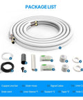 Package contents of 25 Ft Dope Copper Mini Split Line Set With 1 Quarter Inch And 3 Eighth Inch OD Flared Tubing, Nuts, Insulation