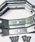 Heavy Duty Corner Brace Bracket stabilizes wobbly dining table legs, zinc plated steel, includes screws, measures 82.5mm