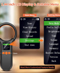 Pet Microchip Scanner For Dogs Cats And More, Rechargeable RFID EMID FDX B Reader With LCD Display showing menu options
