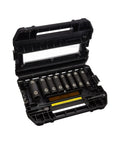 Impact Socket Set With Half Inch Drive Ten Piece Including Eight Common Sockets And Two Adapters For Quarter To Half Inch Built To Last