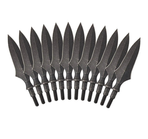 200 Grain 6 Pack Screw In Broadheads For Bow And Crossbow, Durable Alloy Steel Arrowheads, black retro arrow tips.