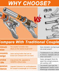 Comparison of Ultra Slim 0.53 Inch Grease Gun Coupler Set with traditional couplers, highlighting size, ergonomic design, and service life features