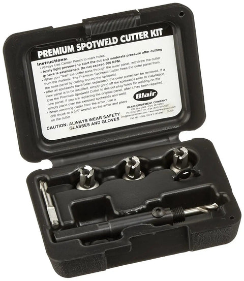 Three Eighth Inch Cutter Set For Hand Held Drills With One Half Inch Chuck Compatibility Includes Arbor Assembly And Extra Pilot Made Of M2 High Speed Steel USA Made Skip Proof Pilot Built For Speed And Precision in case