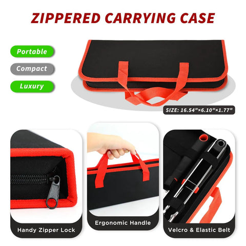 Heavy Duty 4 Piece Barbecue Tools Set With Stainless Steel Spatula Fork And Tongs Plus Free Portable Storage Bag shown