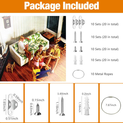 Anti Tip Furniture Anchors 10 Pack For Baby Proofing And Home Safety Wall Straps with components and their dimensions.