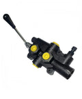 25 GPM 2750 PSI Hydraulic Log Splitter Valve With High Flow Heavy Duty Beefy Three Quarters Inch NPT Ports, visible from side view.