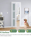 Space Saving Bifold Door For 30 By 80 Opening Preassembled White Frosted Glass Folding Barn Door With Concealed Hardware Kit