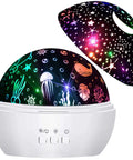 Ocean And Star Night Light Projector For Kids Room, Rotating With 8 Colors, Star And Ocean Projections, White
