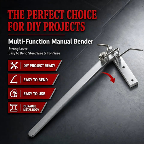 Built Like A Tank Manual Rebar Bender And Mini Pipe Tool Heavy Carbon Steel Benchtop Workhorse with strong lever for easy bending.