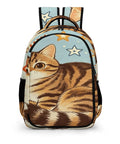 Vintage Star Tabby Kitty Print Unisex Backpack With Large Capacity For School And Travel Everyday Durable Polyester Daypack