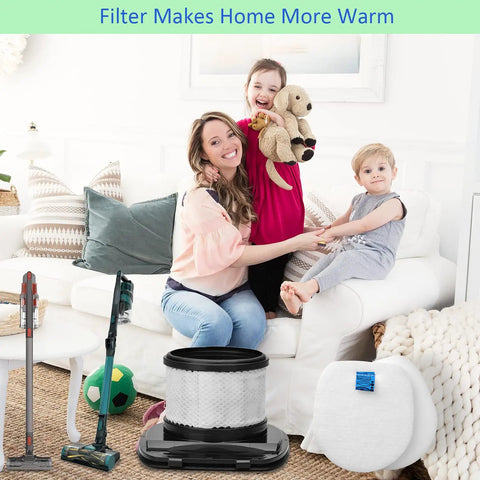 Family with two kids and toy vacuum near Replacement Vacuum Filter Kit For Rocket Pet Pro IZ140 IZ140C IZ141C IZ142 UZ145