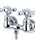 Old School Vintage Leg Tub Filler with Cross Handle in Polished Chrome for Wall Mount Clawfoot Tubs, Brass Construction, Ceramic Disc Cartridge