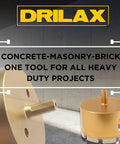 Front and side view of 4 Inch Masonry Hole Saw With Heavy Duty Dry Core Diamond Bit And Precision Locator Guide for drilling