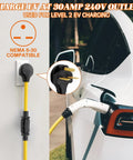 Car charging using 30 Amp EV Adapter Cord 6-30P To 6-20/15R Or 5-20/15R T Blade, 12 AWG, 1 Ft, 240V Male To Female Plug