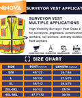 Image showing Surveyor Safety Vest With Reflective Strips ANSI Class 2 High Visibility Construction Work Vest With Pockets Zipper