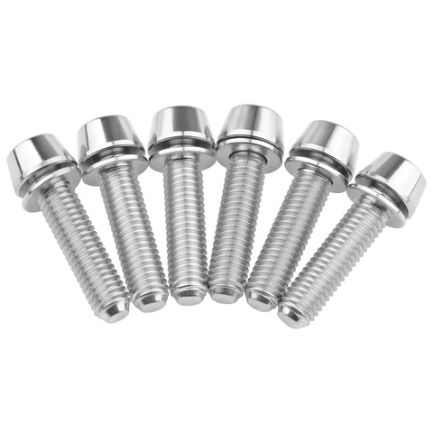 Titanium M5x20mm Allen bolts with washers for bicycle stems, pack of 6