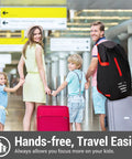 Family at airport with Car Seat Travel Backpack For Air Travel Universal Infant Car Seat Gate Check Bag Cover in black