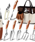 Heavy Duty 10 Piece Garden Tool Set For Women And Men With Aluminum Tools Non Slip Ergonomic Handles Tote Bag Gloves